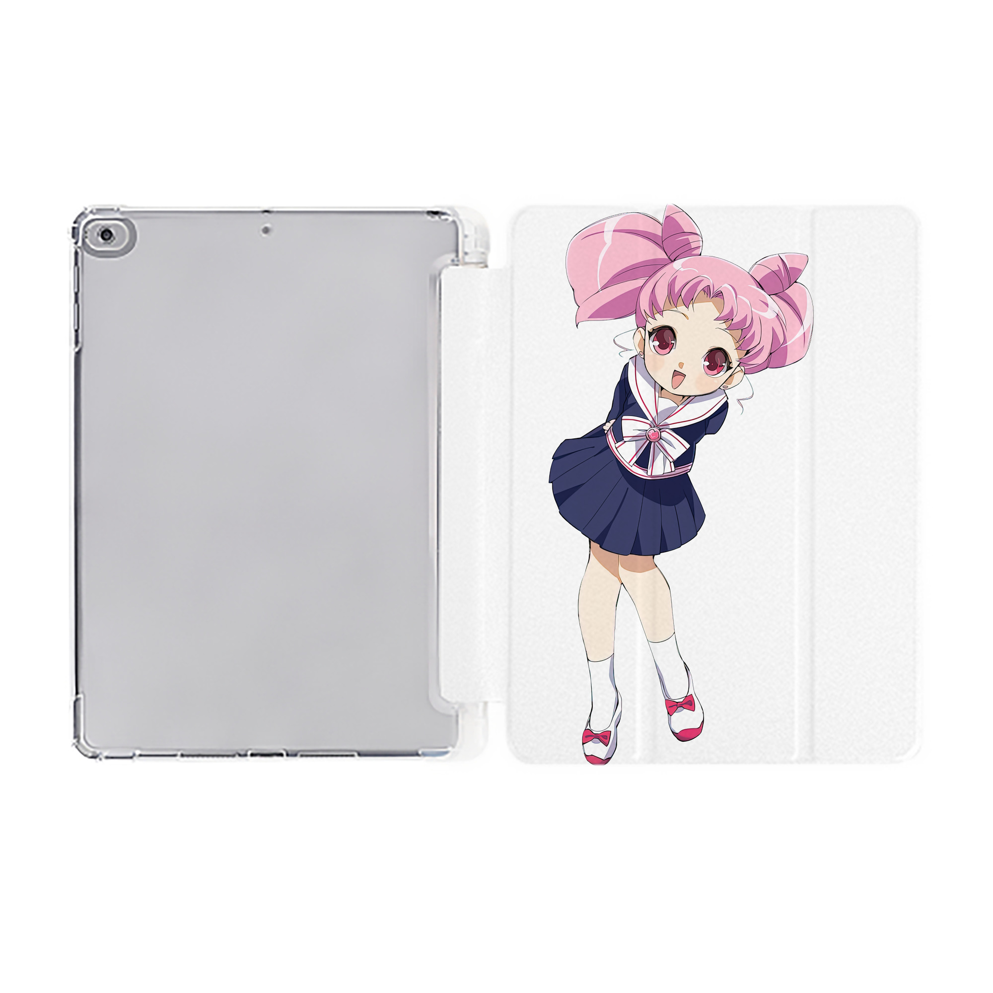 （画像用） 美少女戦士セーラームーン ちびうさ Sailor Moon Chibiusa Tsukino Usagi Small Lady Serenity IPad ケース ペン収納付き 三つ折りスタンド PUレザー×シリコン 対応機種9.5/10.5/10.9インチ